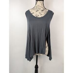 Rock Etiquette Womens Size Small Tank Top Dark Gray Scoop Neck Front Split Biker